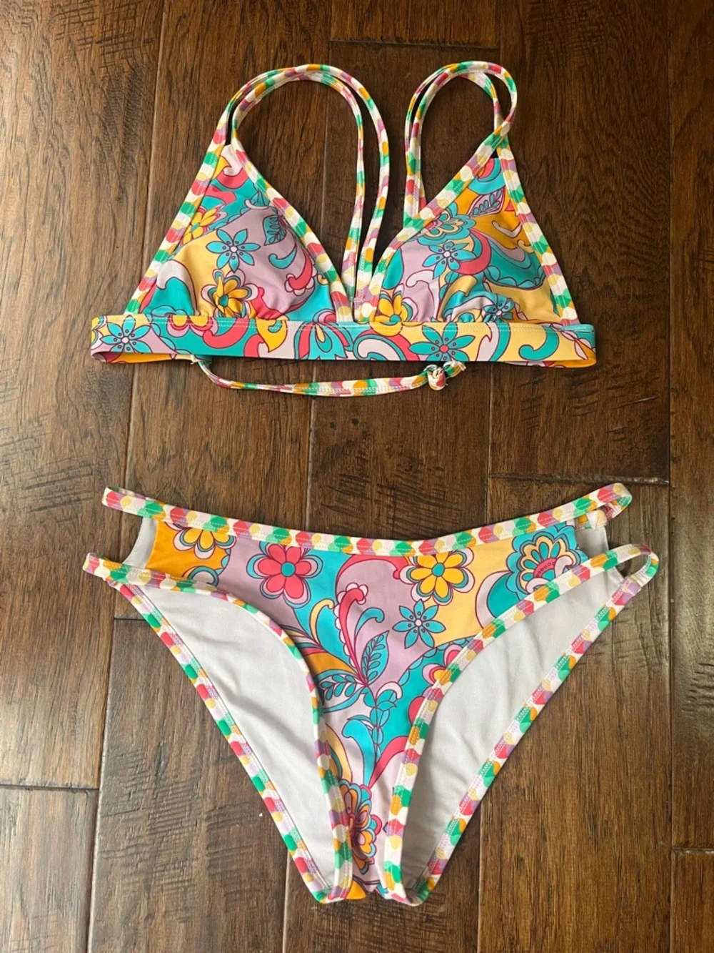Floral Multicolor String Bikini Set - Picture 1 of 3